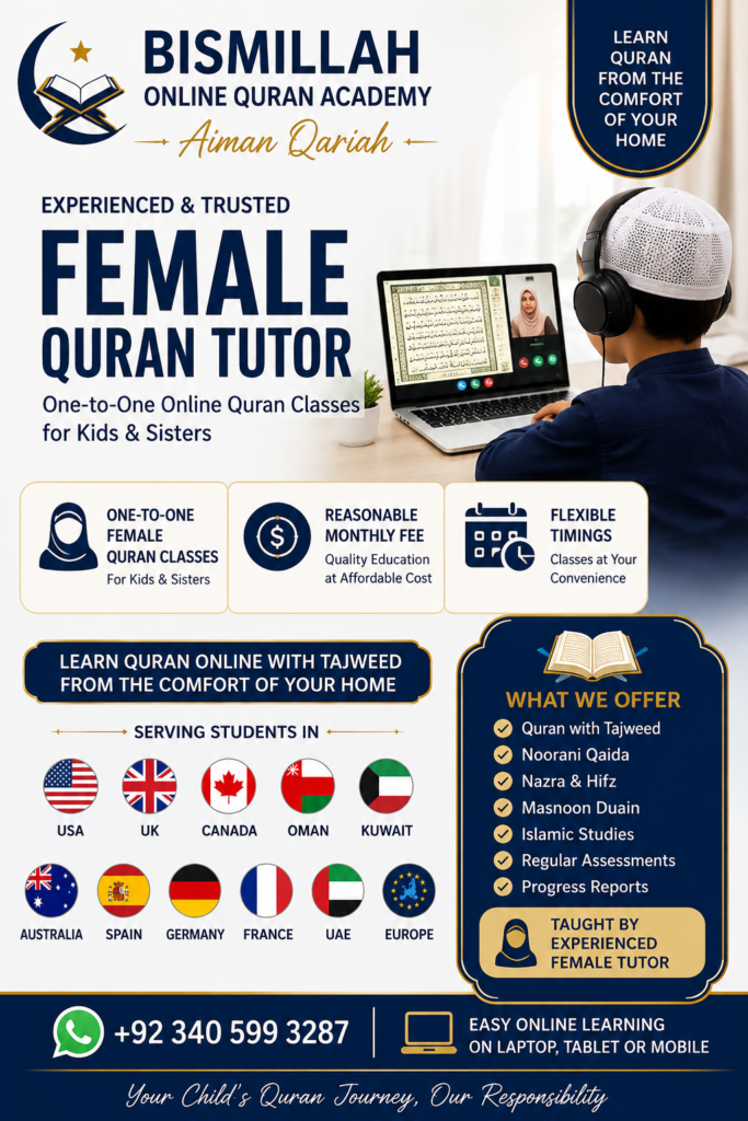 Female Quran Tutor Online for Kids and Females Worldwide - Bismillah Online Quran Academy