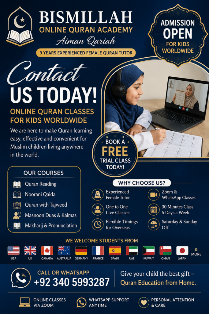 Online Quran classes for kids worldwide with female Quran tutor