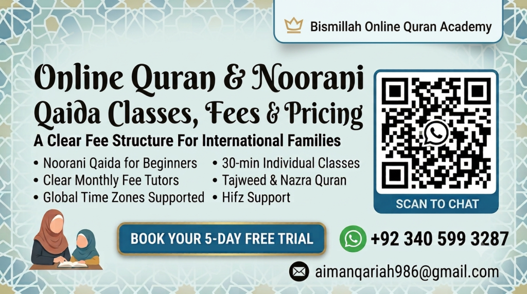 Online Quran Classes Fees and Pricing for 30-minute one-to-one Quran classes